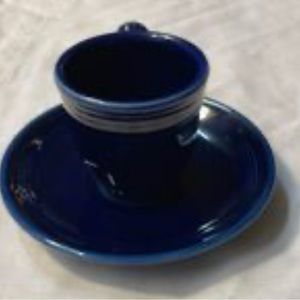 Fiesta Cobalt Blue Demi Cup &
Saucer Set  Stick
Handle Vintage Fiestaware